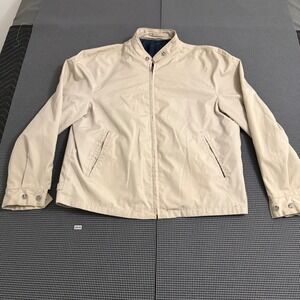 Vintage Sir Jac Harrington Jacket Mens Large Tan Beige Full Zip Lightweight Coat